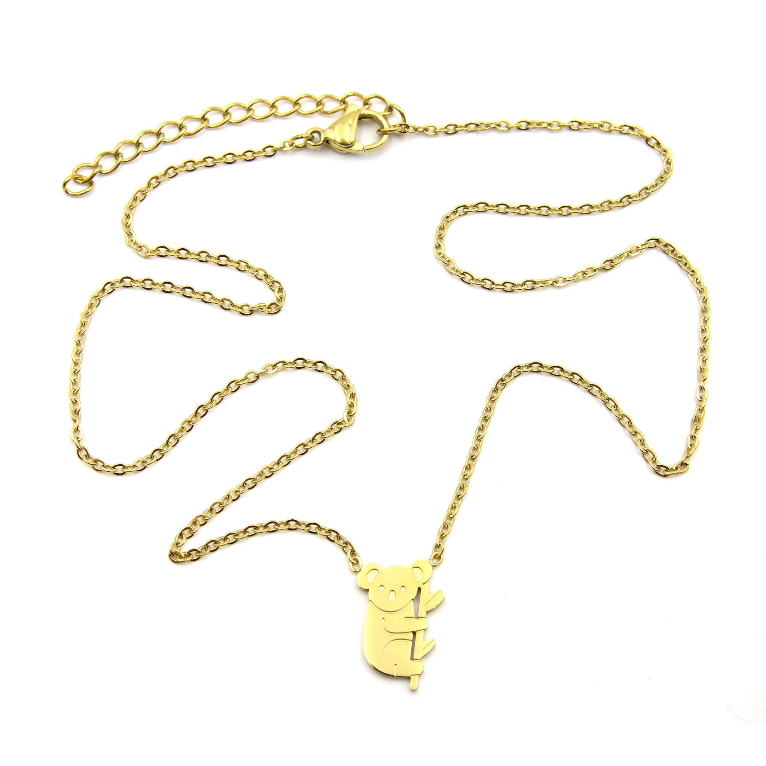 Collar Acero Dorado Koala Animales Naturaleza