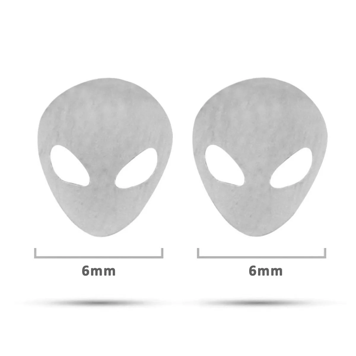 Aretes Tipo Broquel Acero Plateado Mini Alien 6mm