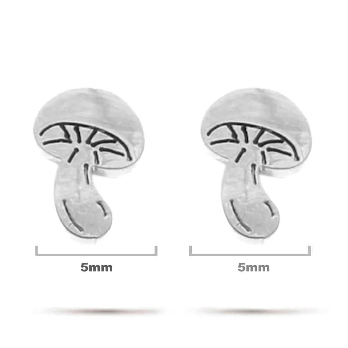 Aretes Acero Inox Plateado Tipo Broquel Hongos Champiñon