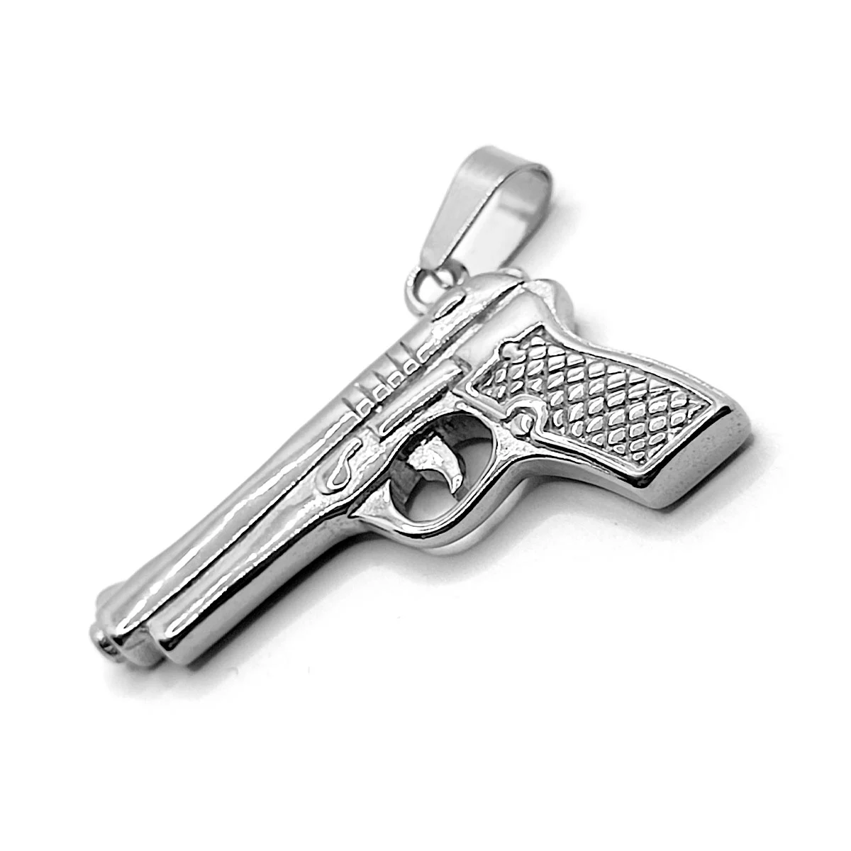 Dije Acero Plata Pistola Corta Arma Fuego Gatillo Grande