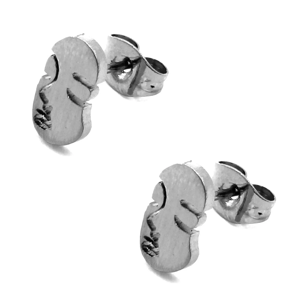 Set Joyeria Acero Plateado Forma Cara Mujer