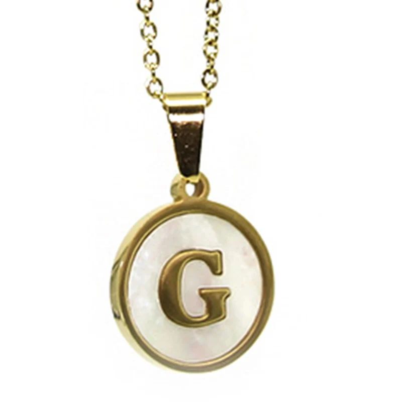 Collar Acero Dorado Letra G Madre Perla
