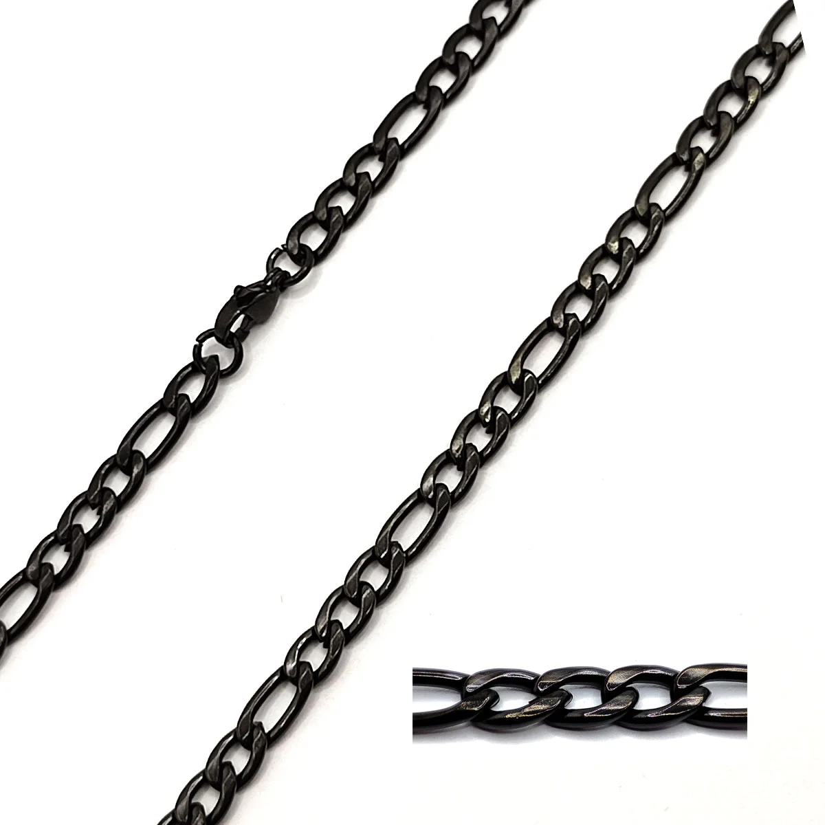 Cadena Acero Inoxidable Negro Moderna 3x1 5mm x 70 cm