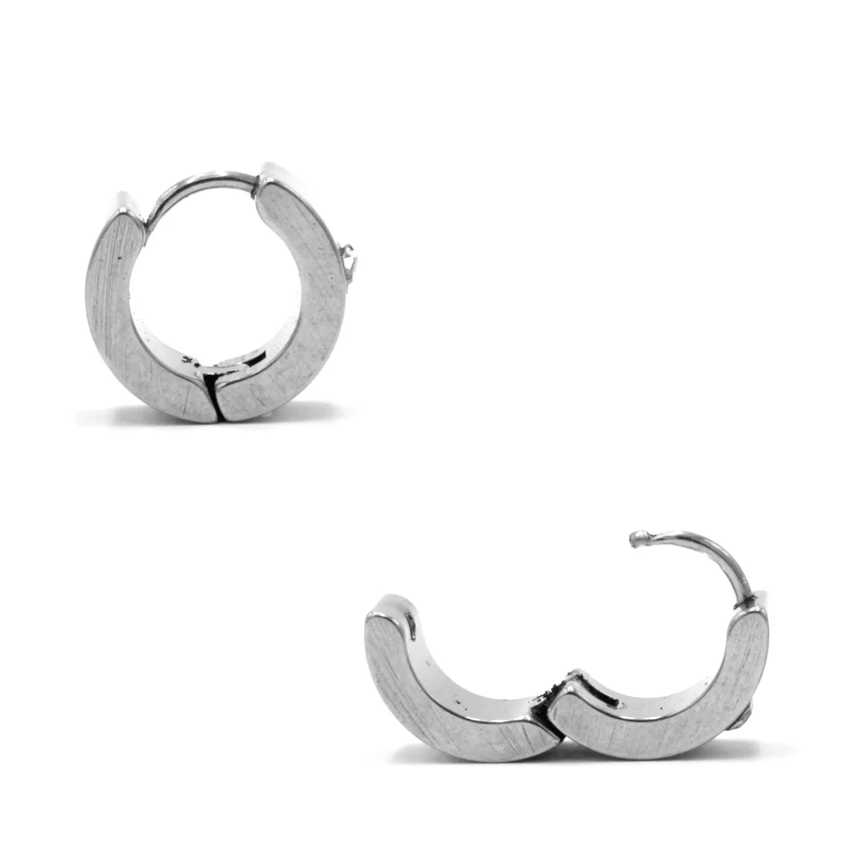 Aretes Tipo Huggies Acero Inox Plateado Cristal Sencillo