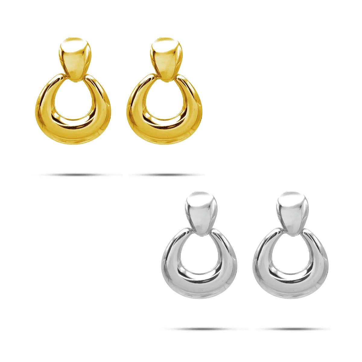 Aretes Acero Inox Circulo Hueco Colgante Elegante