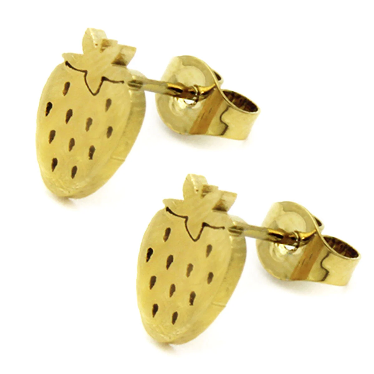 Set Joyeria Acero Inox Dorado Fruta Fresa Natural
