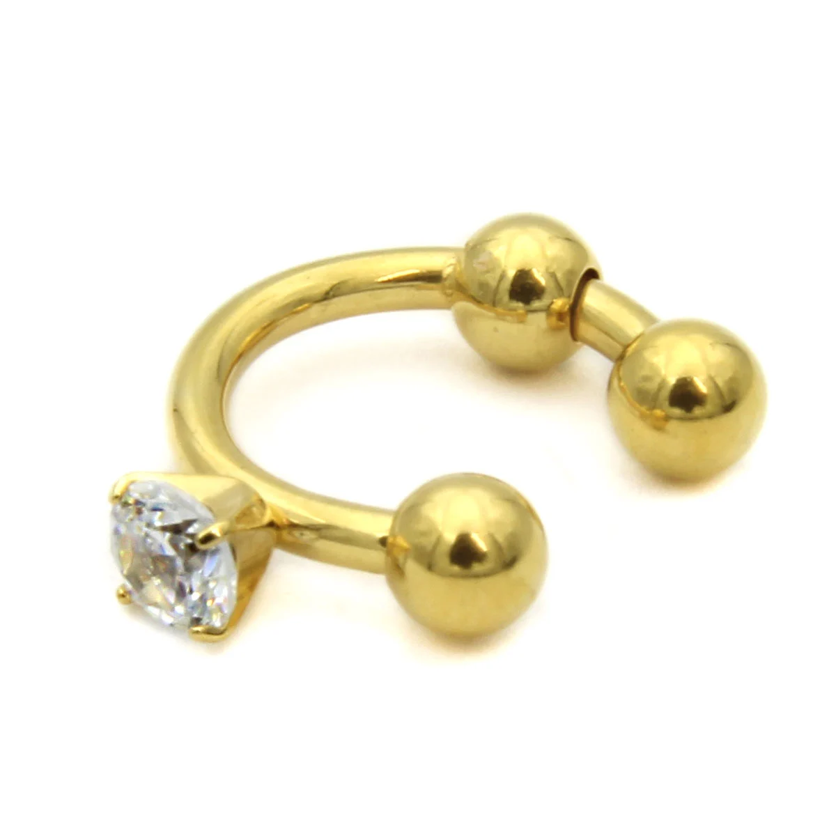Ear Cuff Acero Inoxidable Dorado Conciencia Zirconia - Aretes
