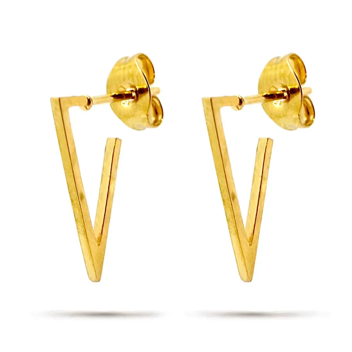 Aretes Mujer Acero Dorado Triángulos Isósceles Invertido