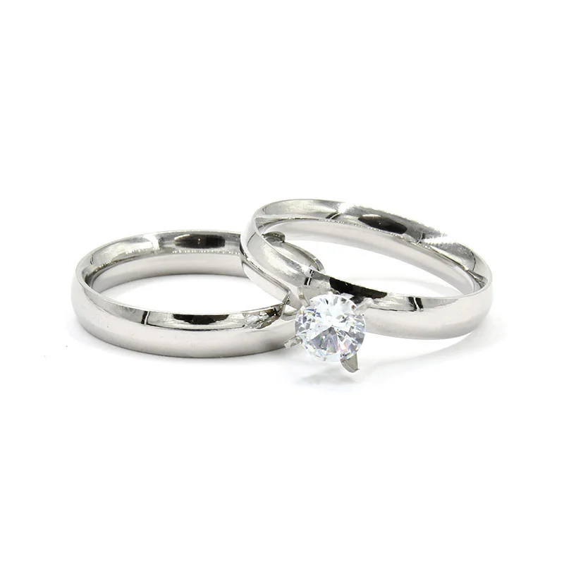 Anillos Acero Inox Tipo Argolla y Compromiso Duo Classic