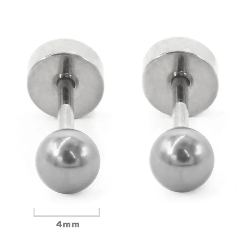 Aretes Tipo Broquel Dormilon Acero Plateado Circulo Bola