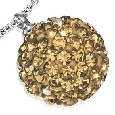 Dije de Acero y Zirconias Doradas Diseño Esfera