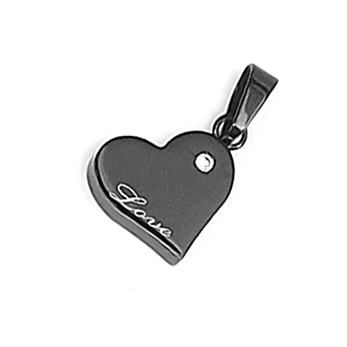 Dije Doble Acero Diseño Rompecabezas Corazon Negro
