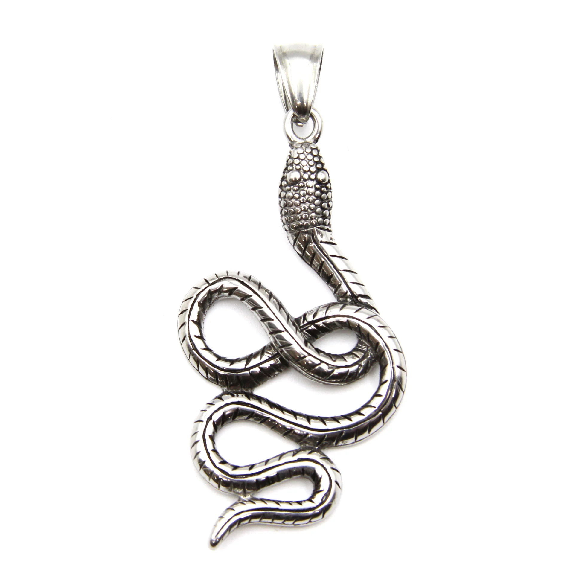 Dije Acero Inoxidable Plateado Serpiente Víbora Enroscada