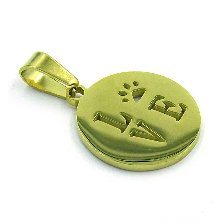 Dije Acero Dorado Medalla de Amor a los Animales Garra
