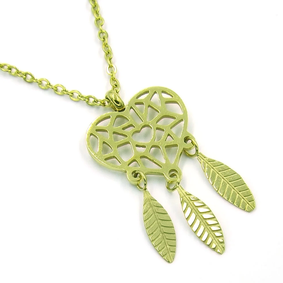 Collar Acero Dorado Atrapa Sueños de Corazón