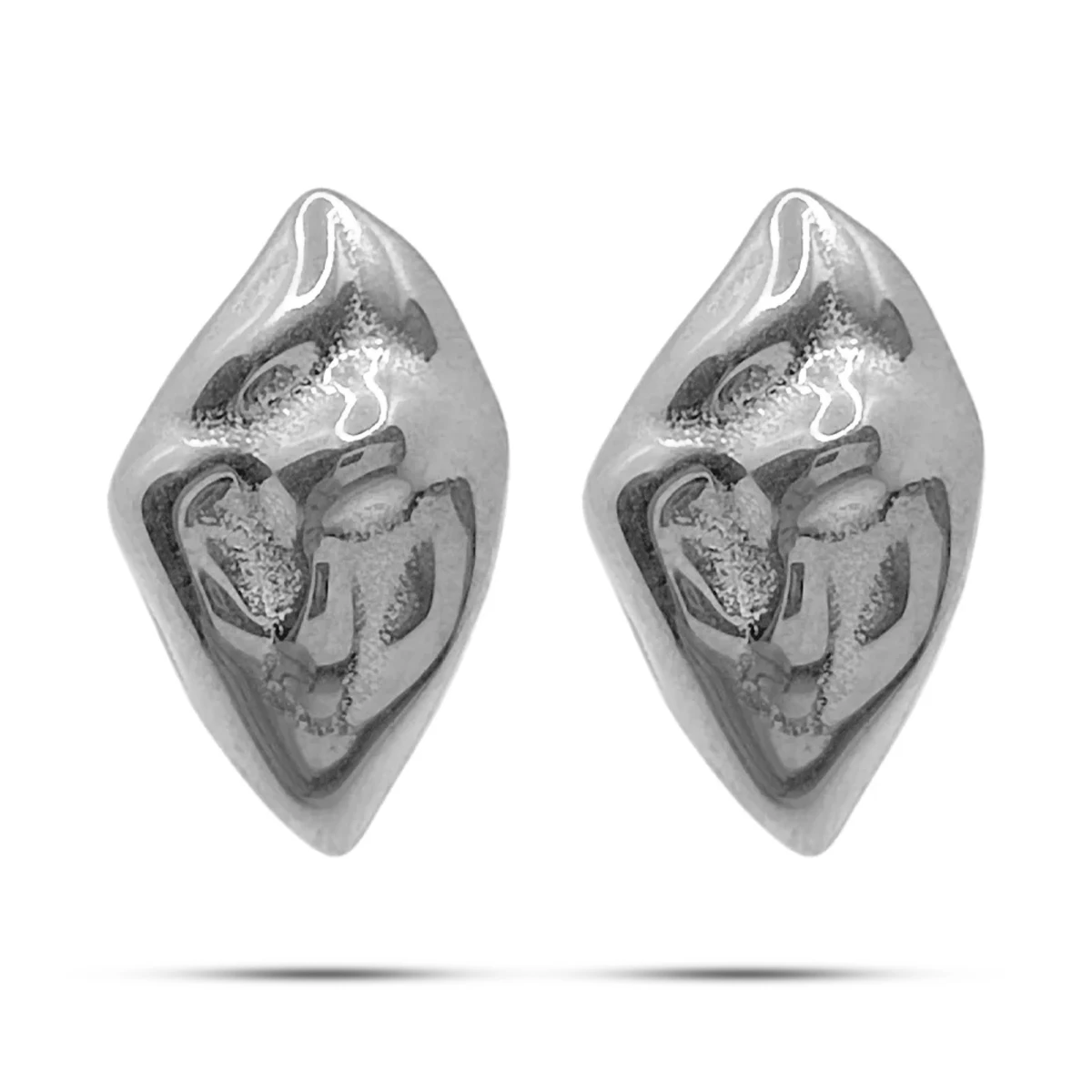 Aretes Acero Inox Rombo Irregular Martillado Pequeño