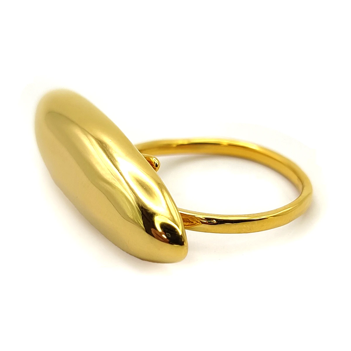 Anillo Acero Dorado Ovalado Liso Chunky Ajustable