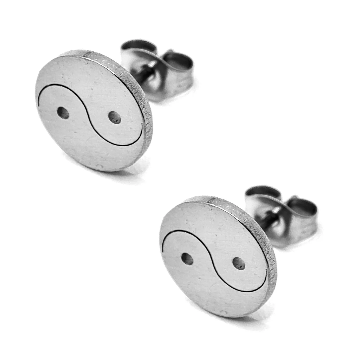 Set Joyería Acero Plateado Yin Yang Collar De Pareja Amor