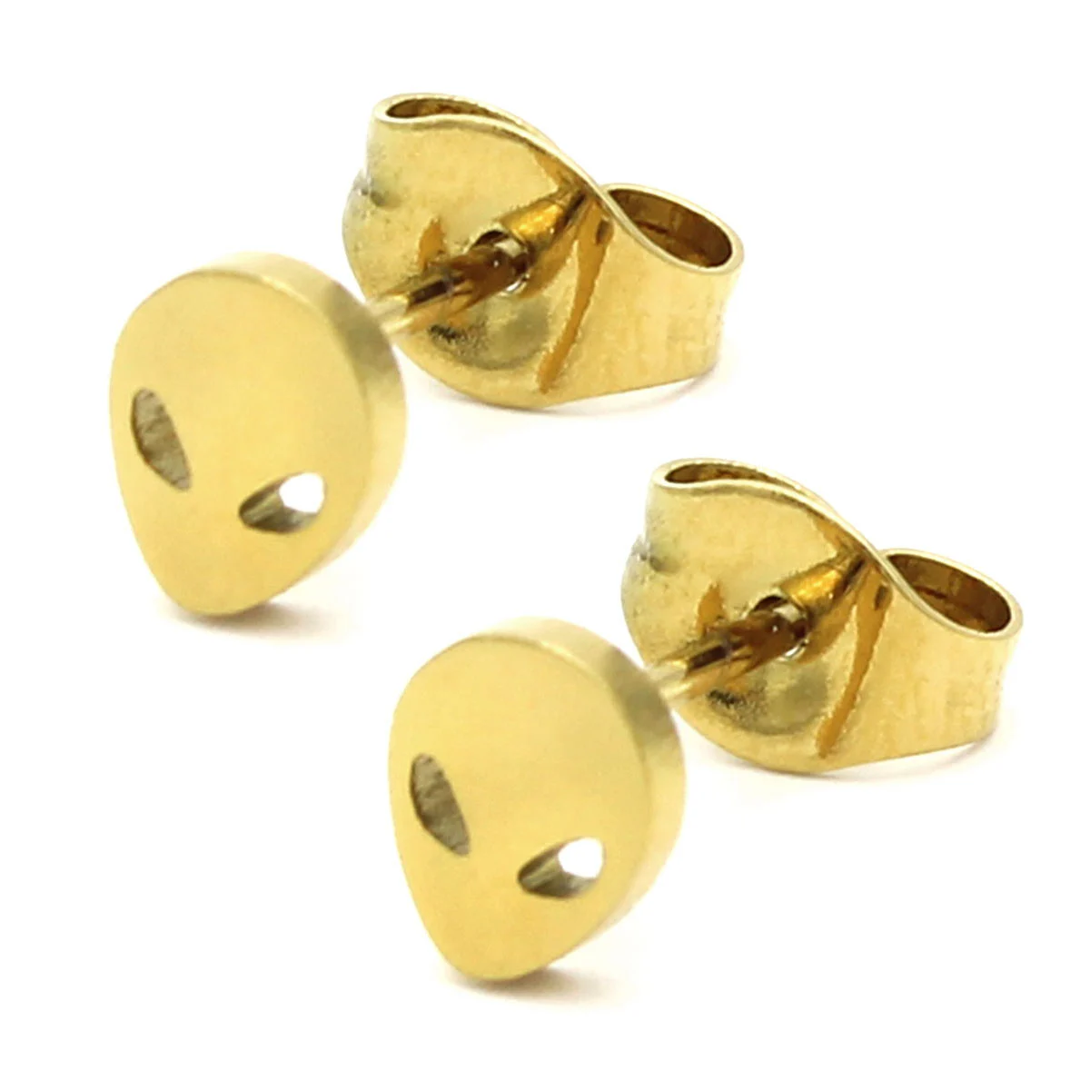 Aretes Tipo Broquel Acero Dorado Mini Alien 6mm