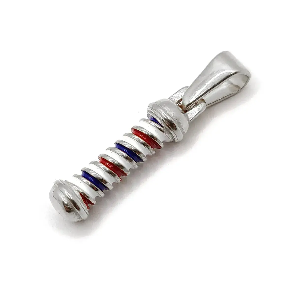 Dije Acero Inox Plateado Barbero Barra Tricolor Peluquero