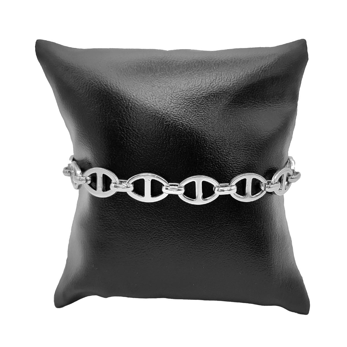 Pulsera Acero Plateado Esclava Eslabón Barco Moderna 8 mm
