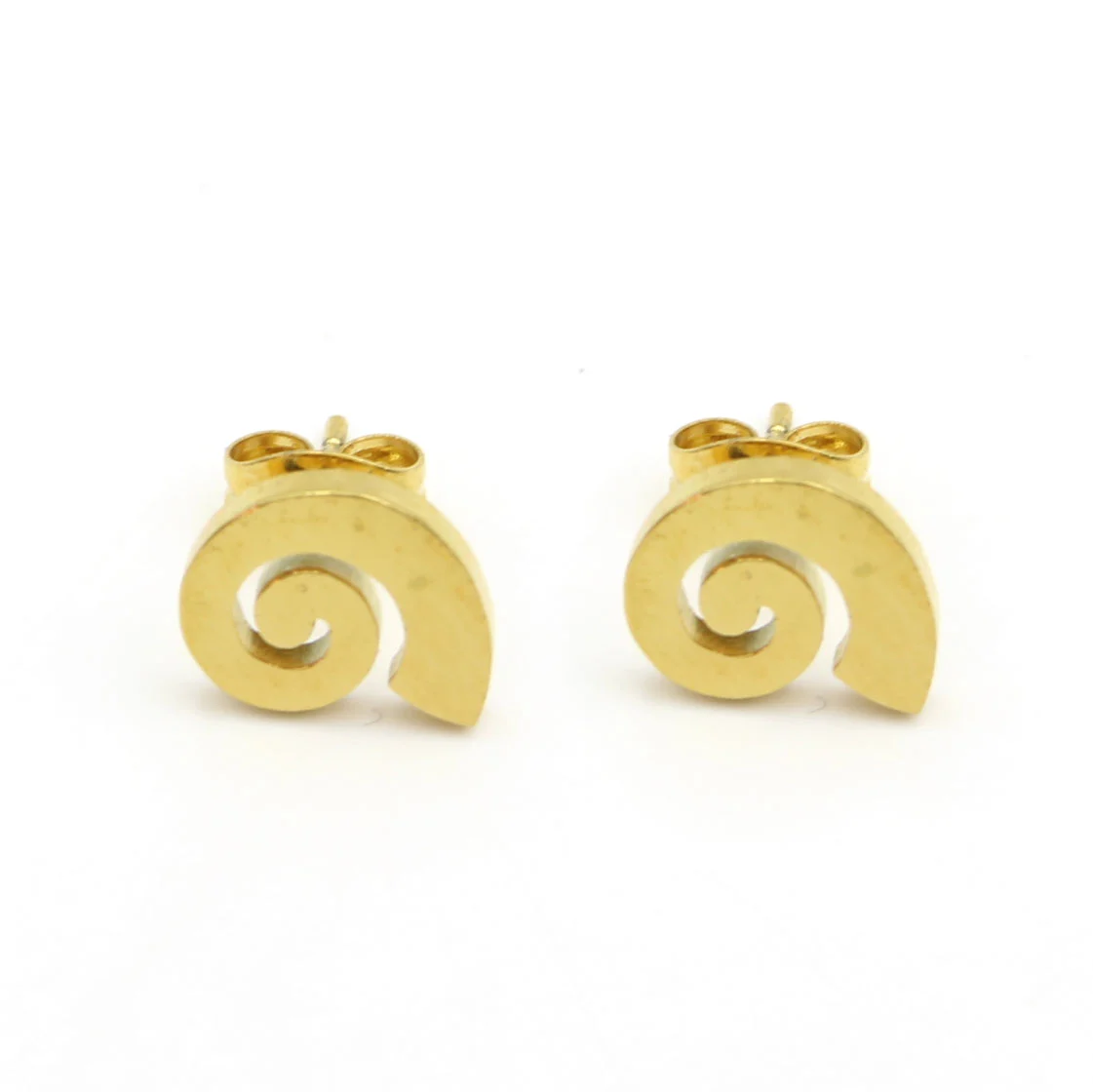 Aretes Acero Dorado Caracol Naturaleza