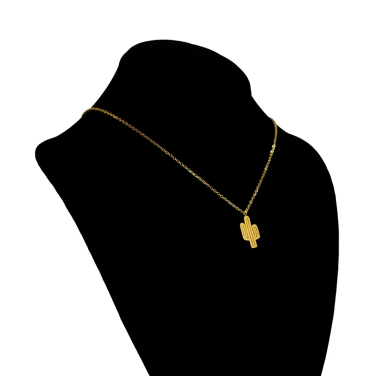 Collar Acero Dorado Cactus Sahuaro Naturaleza Desierto