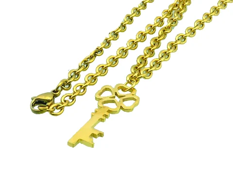 Collar de Acero Dorado Llave Antigua