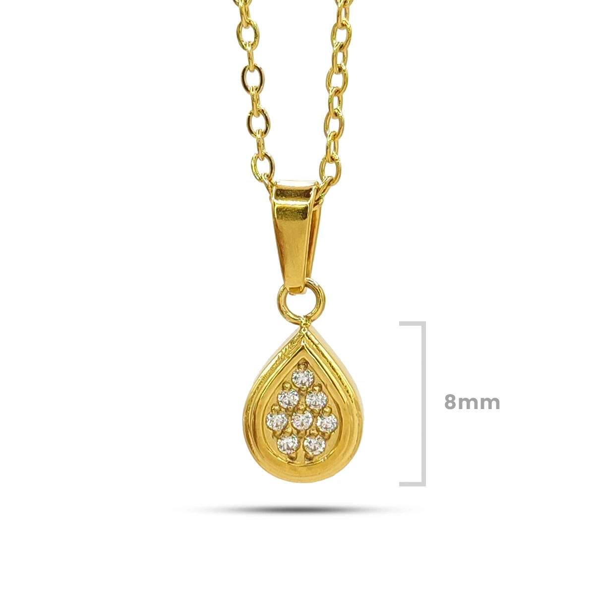 Collar Acero Dorado Mini Gota Cristales Elegante