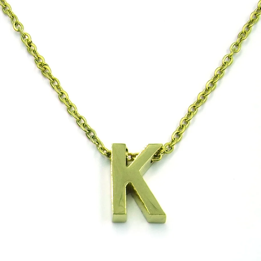 Collar Acero Inoxidable Dorado Letra K Pequeña Nice