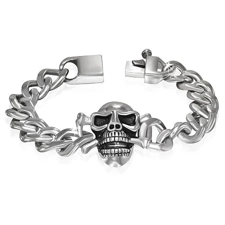 Pulsera Gruesa de Acero Inox Calavera Pirata