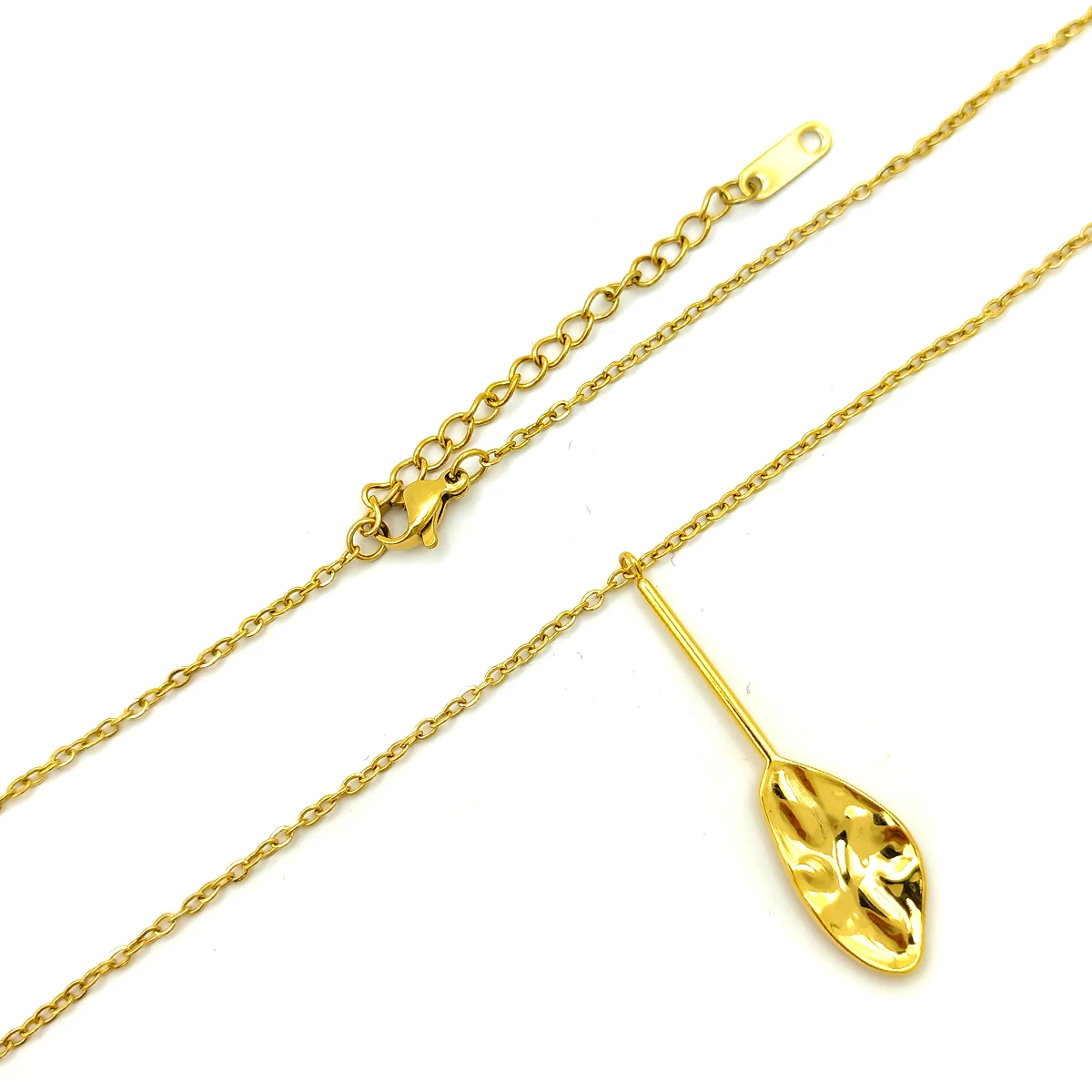 Collar Acero Dorado Corbatero Gota Iregular Martillada