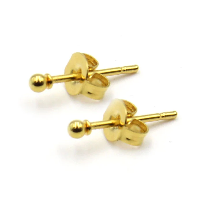 Aretes Acero Dorado Tipo Broquel 2 mm Bebé