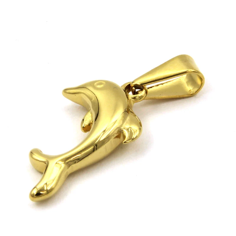 Dije Acero Inox Dorado Delfin Simbolo Proteccion Suerte