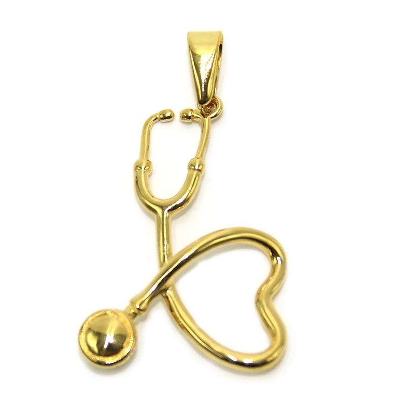 Dije Acero Dorado Estetoscopio Corazón Medico Doctor