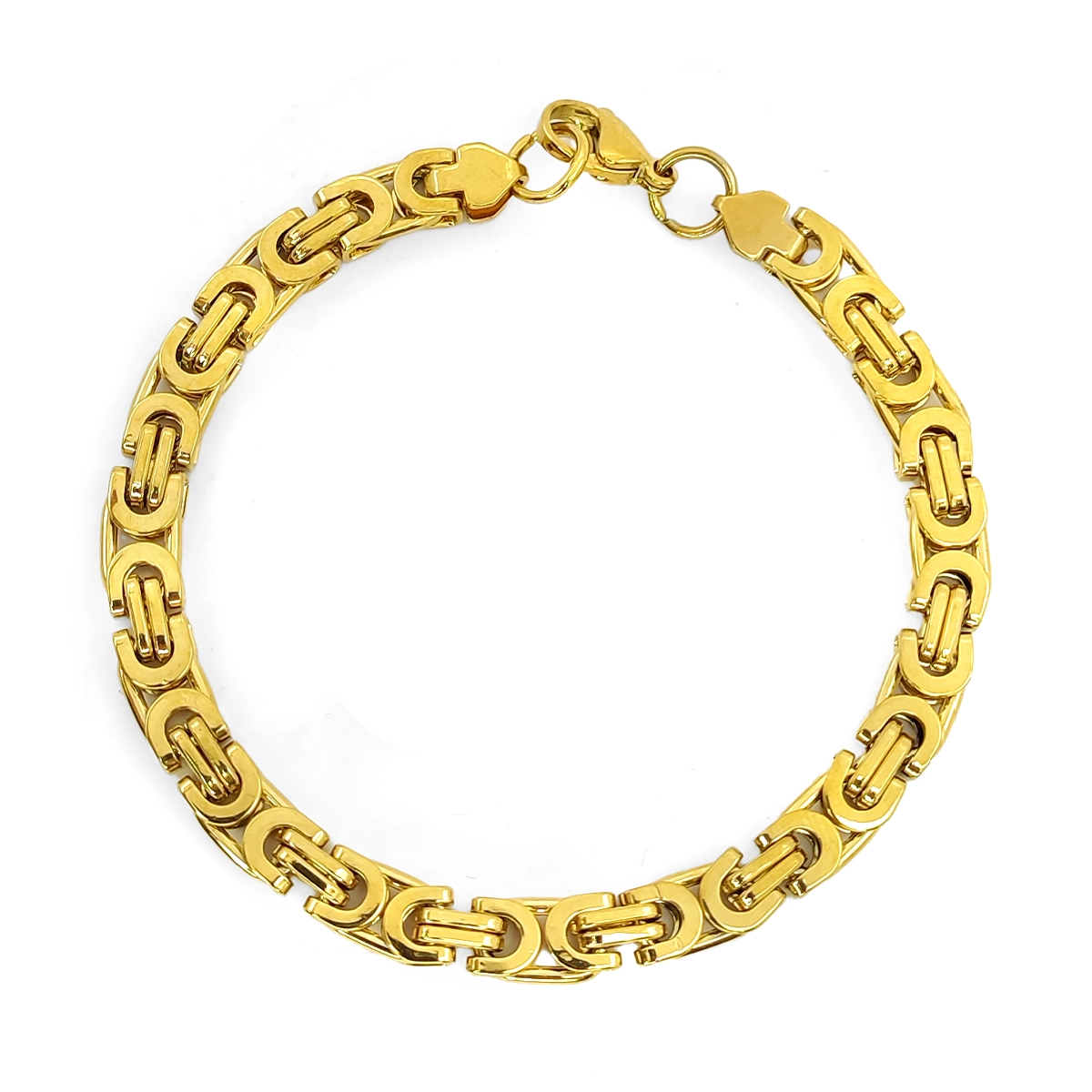 Pulsera Acero Inox Esclava Eslabon Bizantino Semicirculo