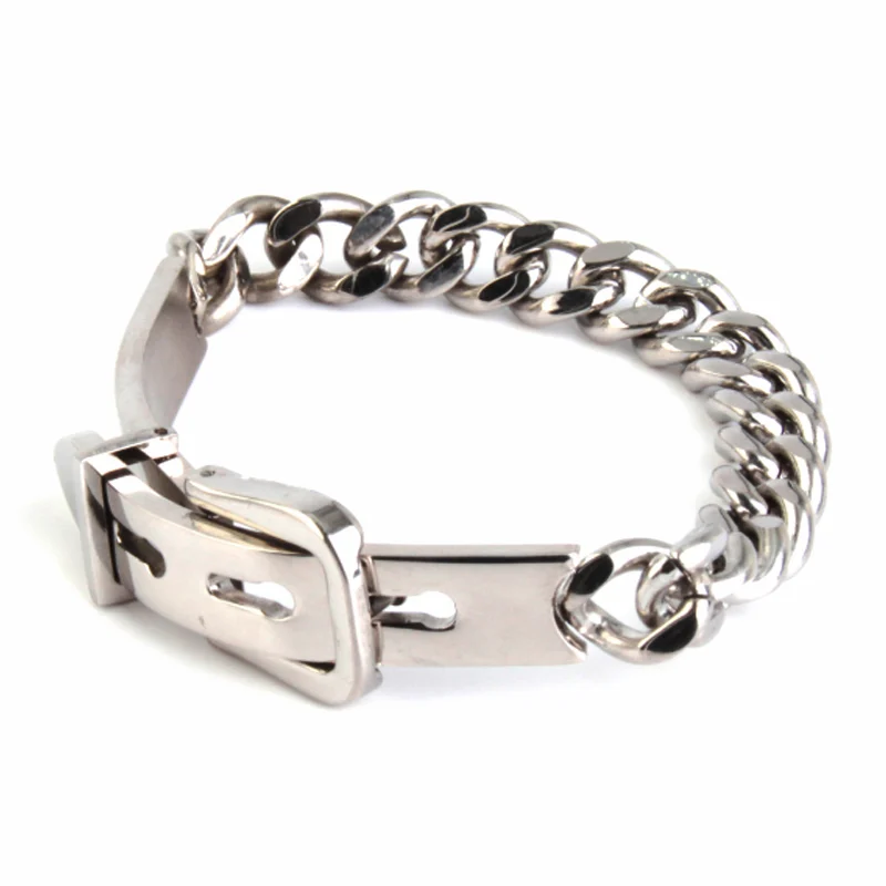 Pulsera Esclava Acero Inox Plateado Cinturón Ajustable