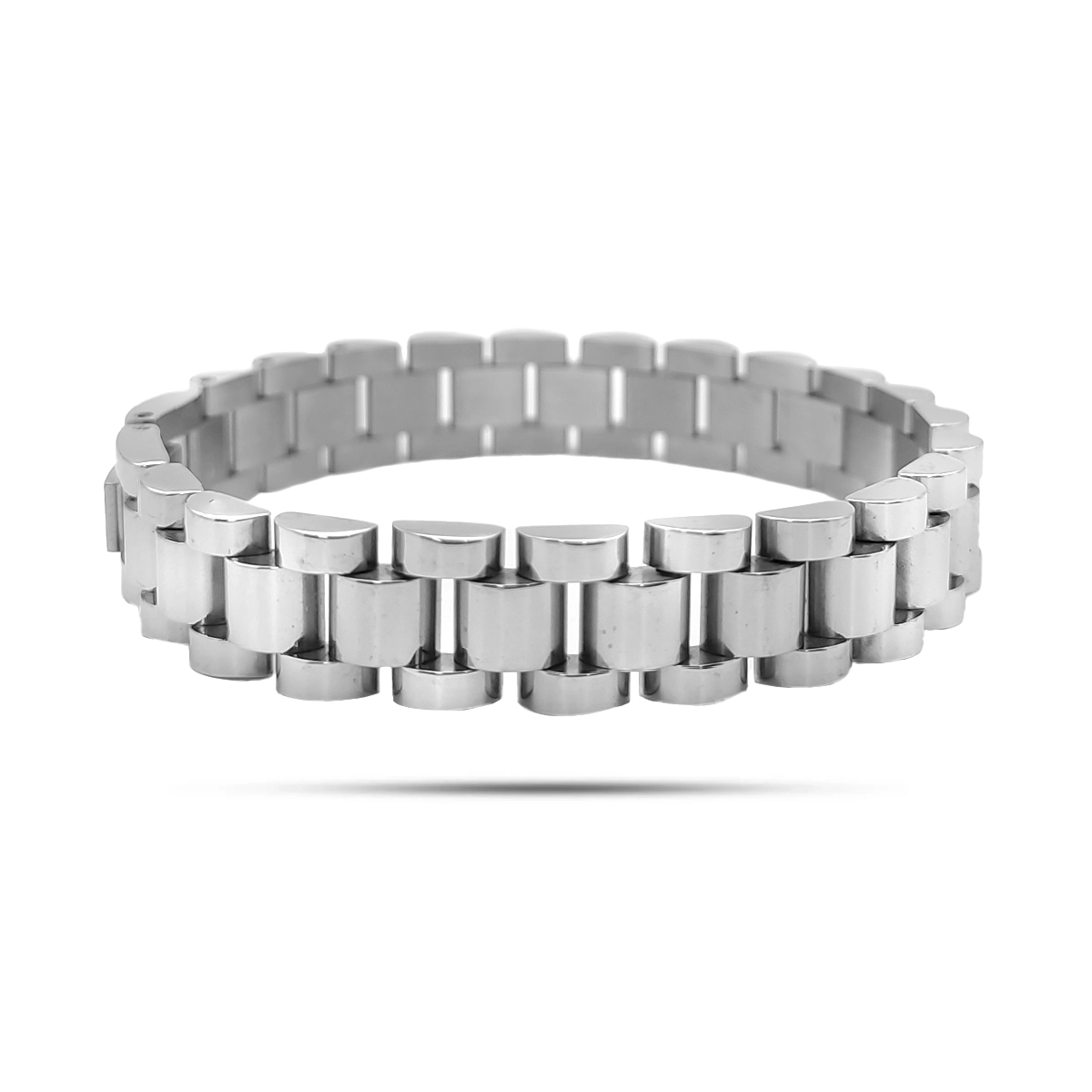 Pulsera Acero Plateado Extensible Reloj Elegante Pulida