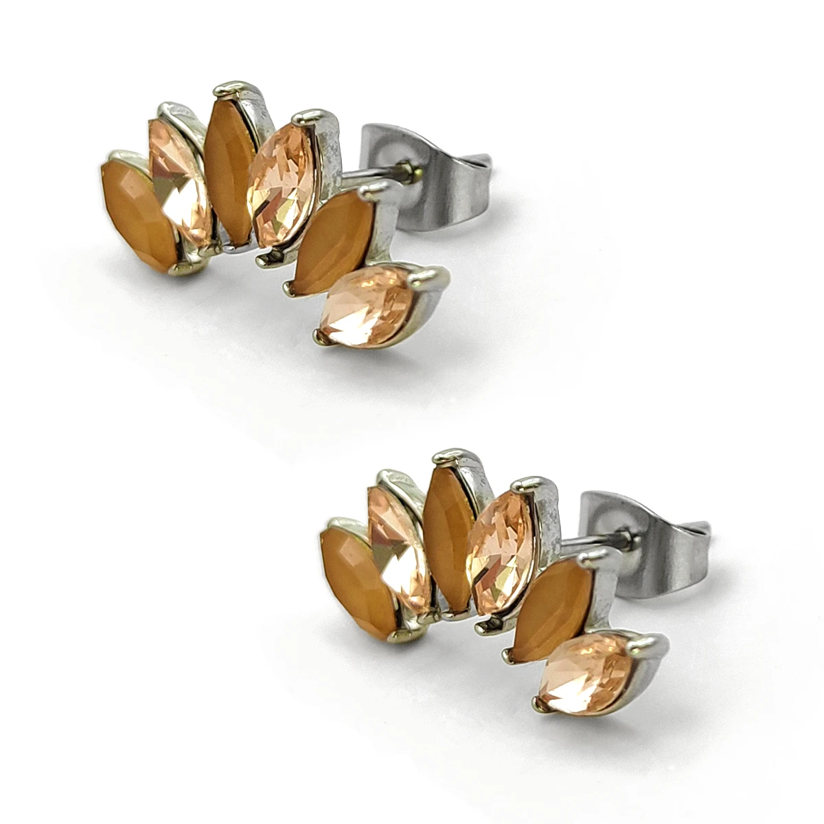 Aretes Acero Plateado Cristales Marquesa Lambada Melón