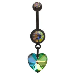 Piercing para ombligo Negro Diseño Corazon de Cristal