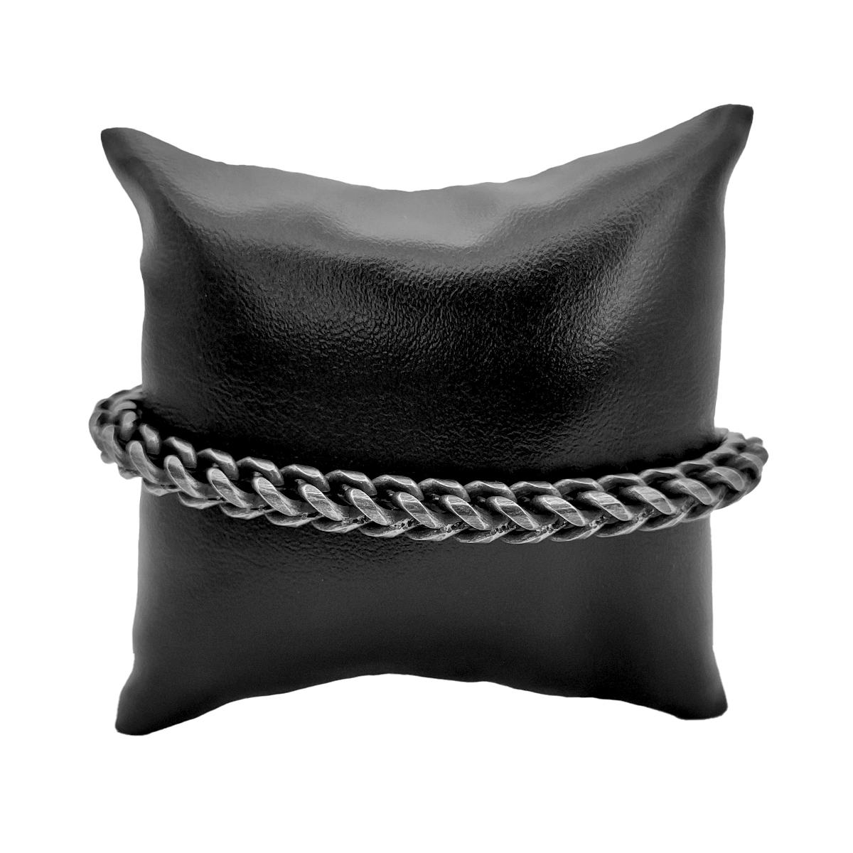 Pulsera Acero Negro Vintage Redonda Eslabon Cubano