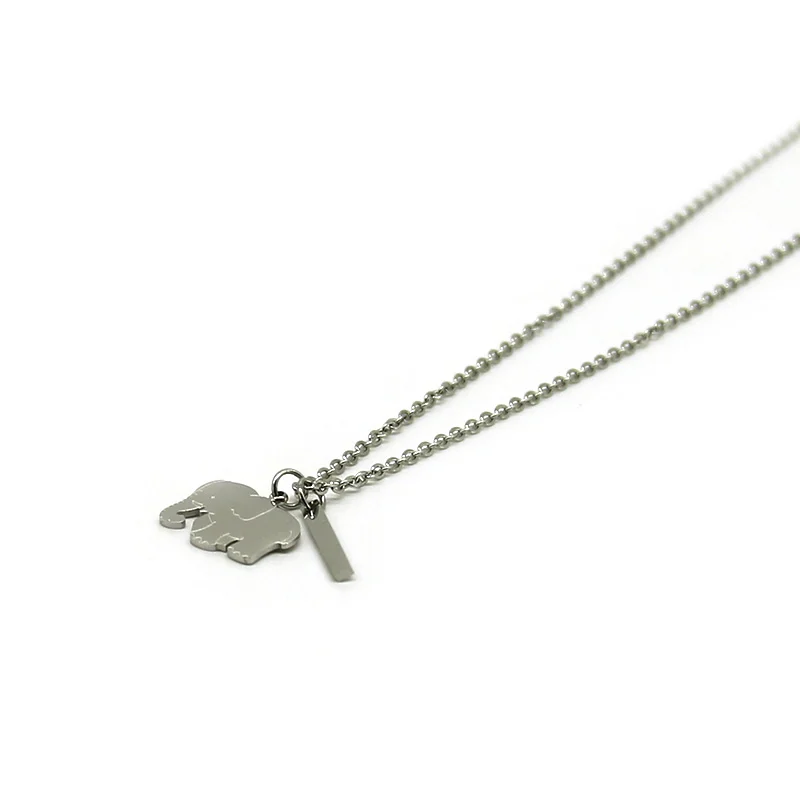 Collar Acero Inox Plateado Dije  Elefante