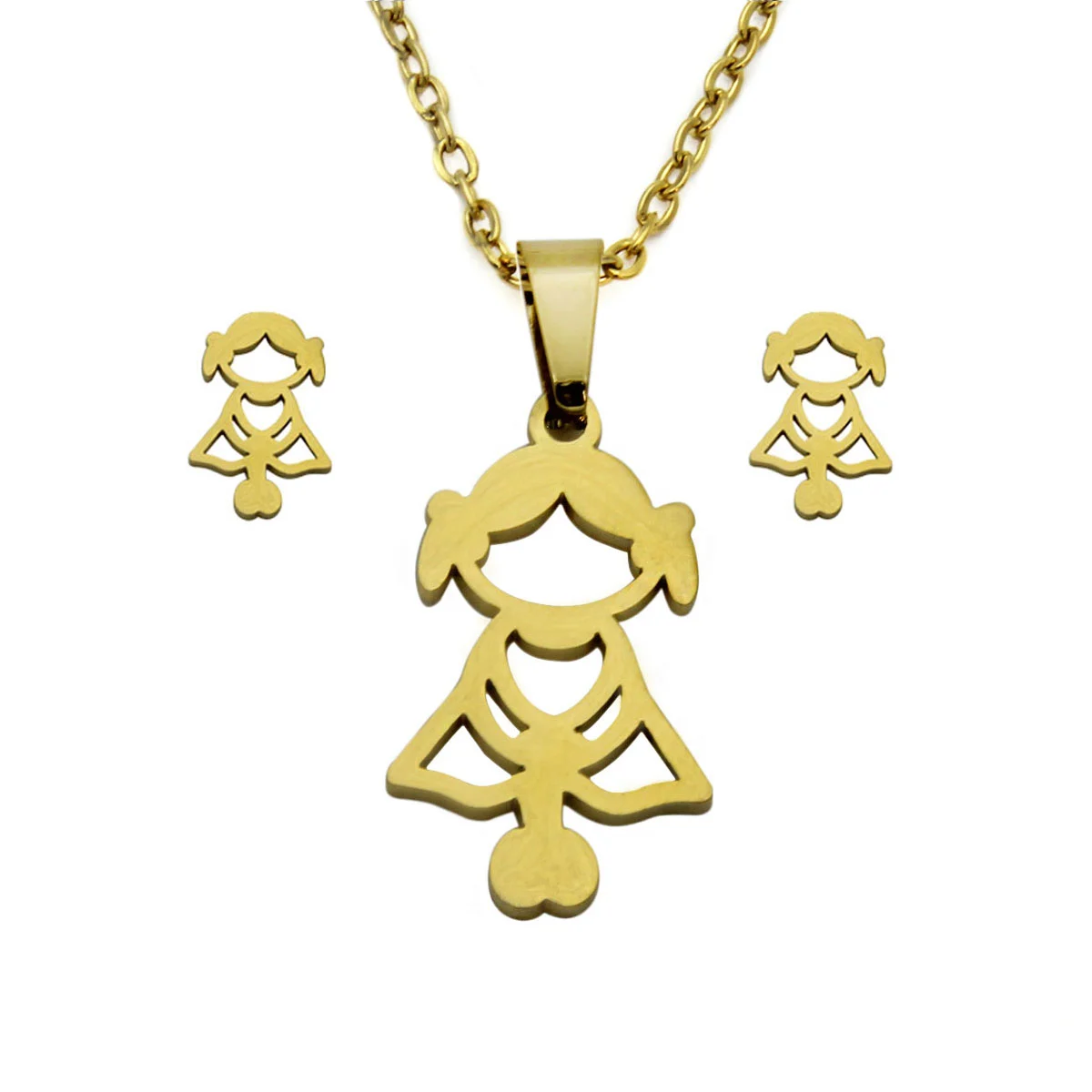 Set Joyeria Acero Inoxidable Dorado Hija Niña Familia