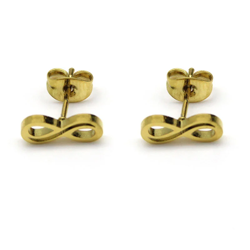 Aretes Tipo Broquel Acero Inoxidable Dorado Infinito