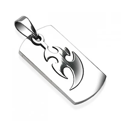 Dije de Acero Inoxidable Diseño Placa Tribal