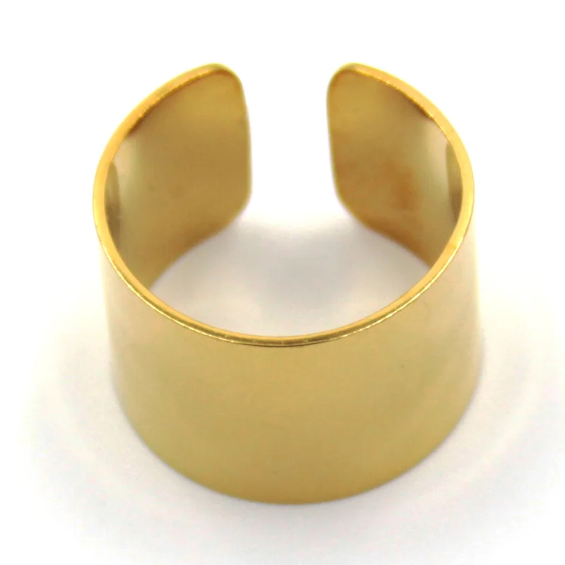 Anillo Acero Dorado Tubular Abierto Sencillo