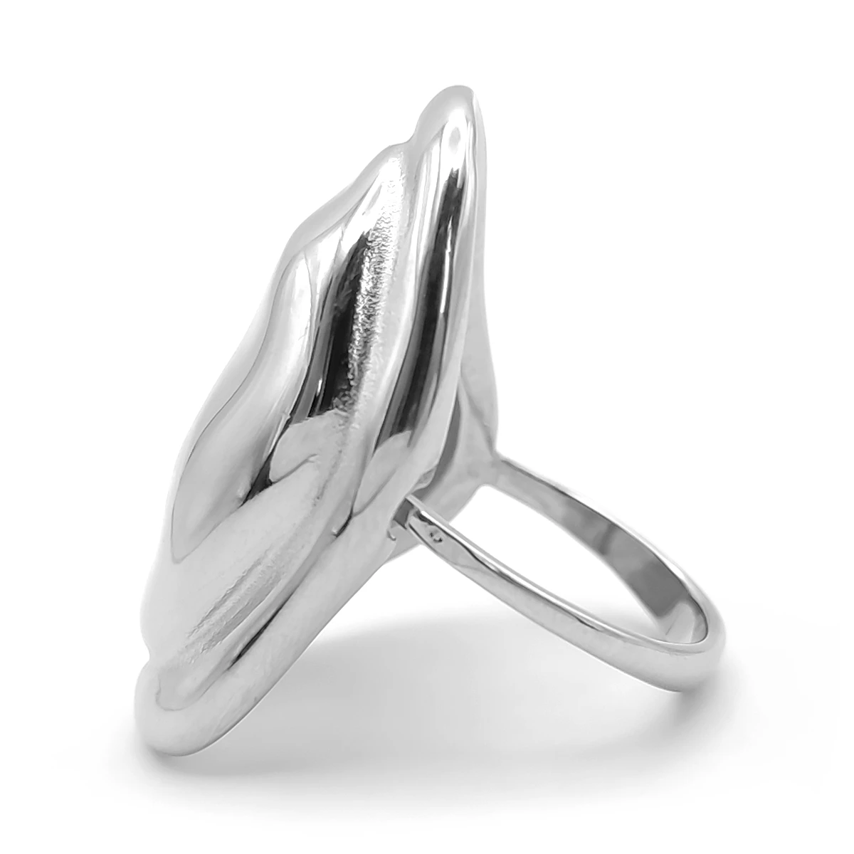 Anillo Acero Inox Escudo Martillado Pulido Ajustable