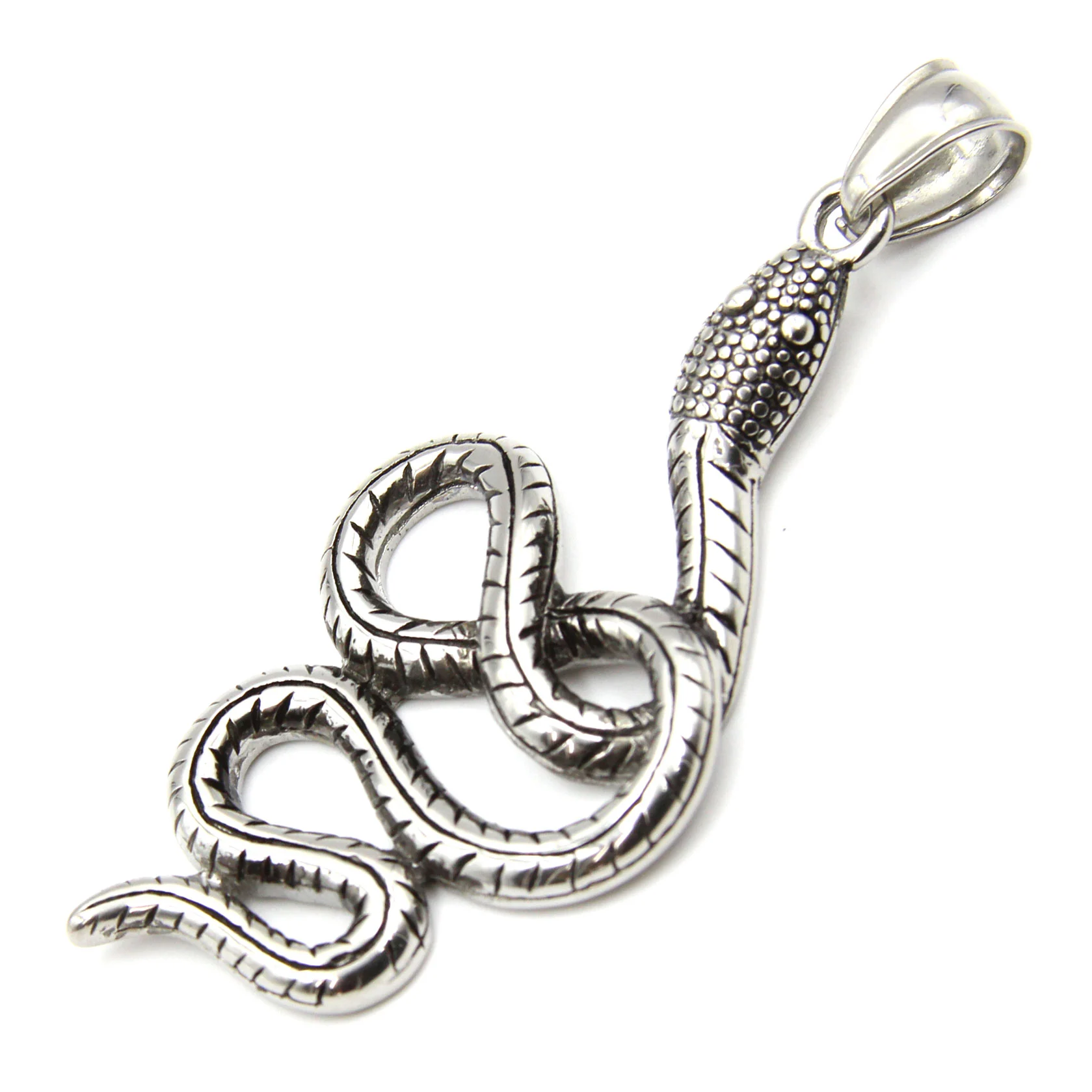 Dije Acero Inoxidable Plateado Serpiente Víbora Enroscada