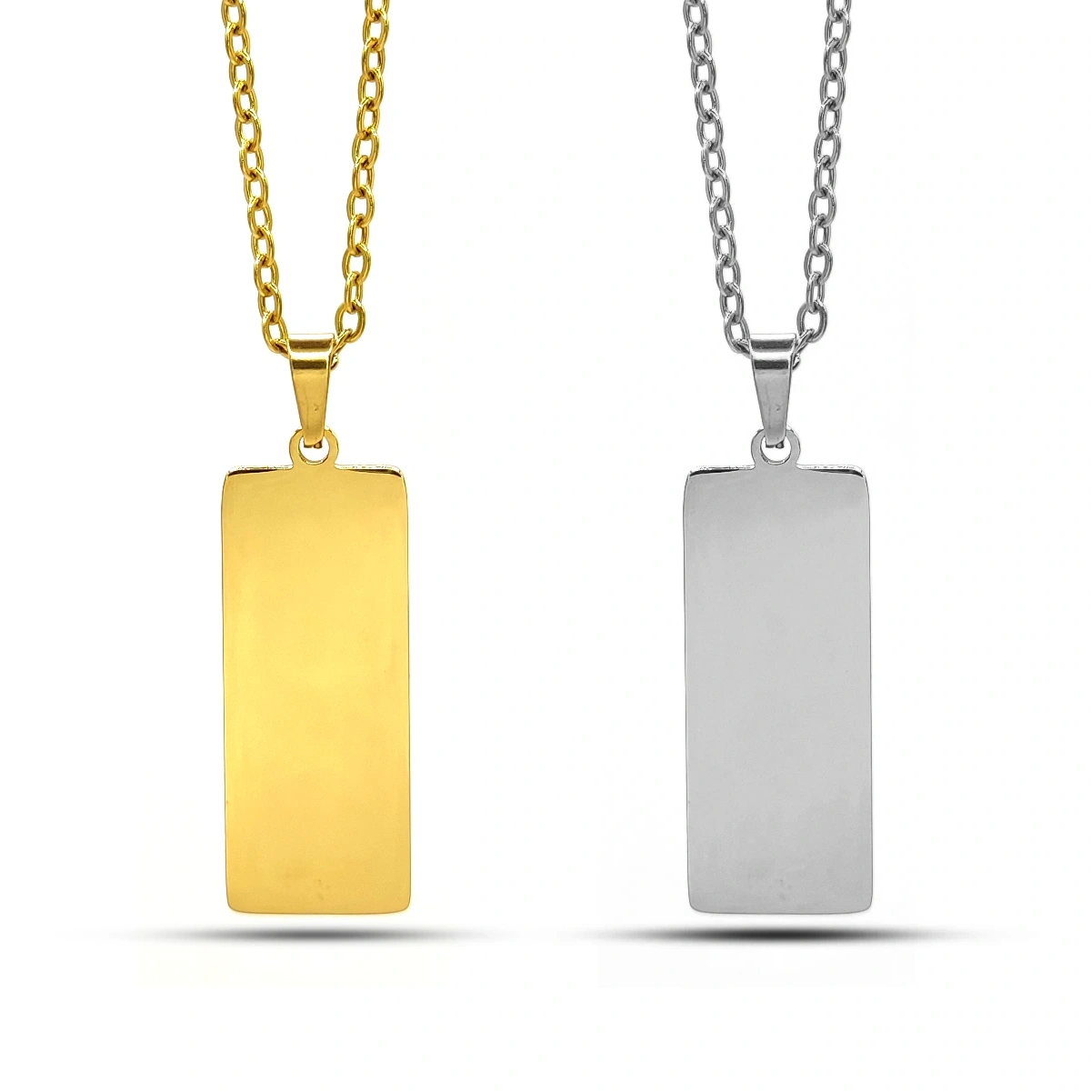 Collar Acero Placa Lisa Rectangular Para Grabado 30 mm