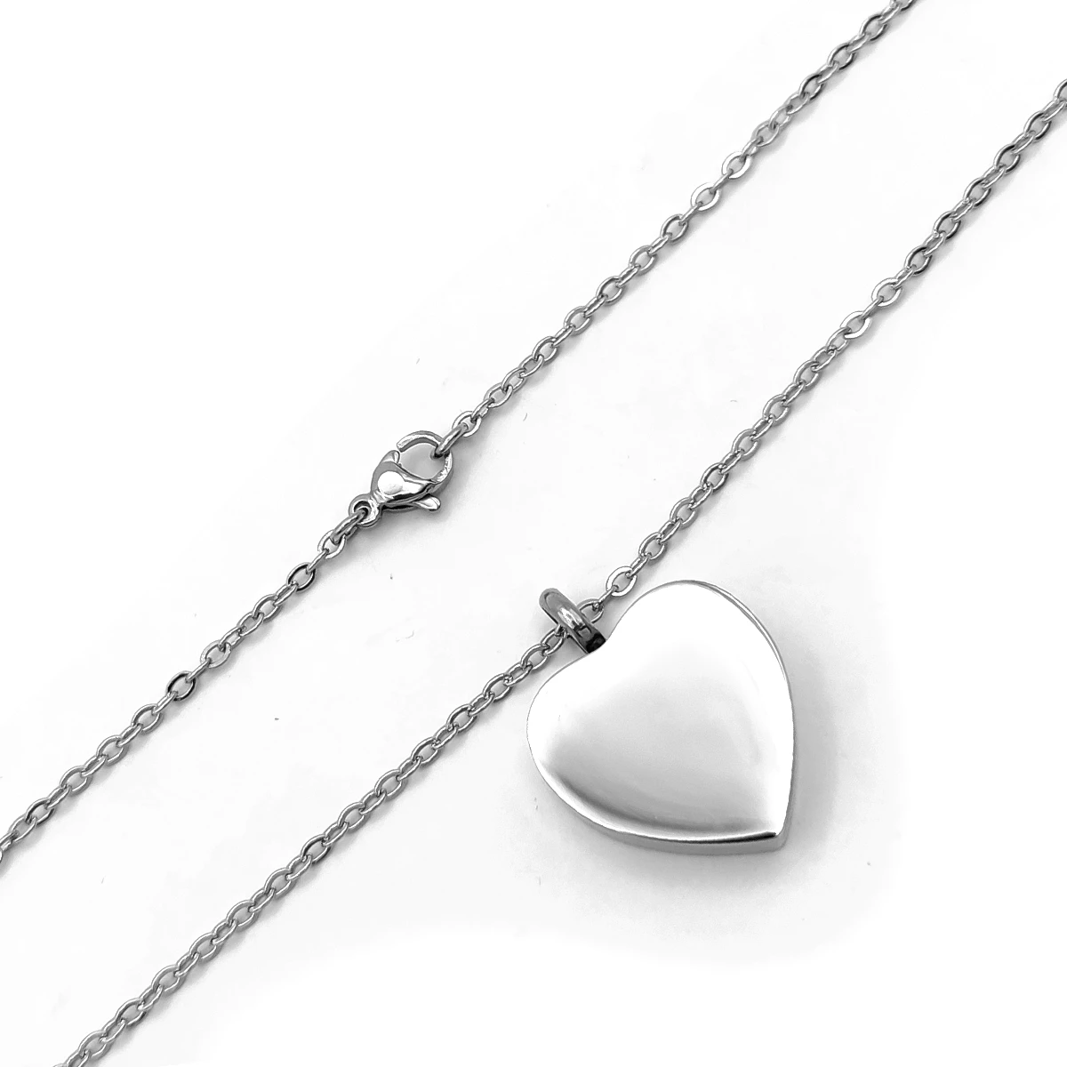 Collar Acero Plateado Urna Corazón Para Grabado